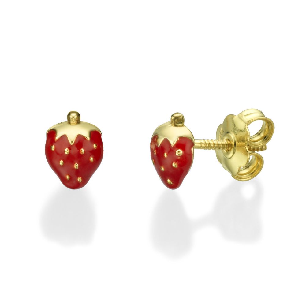 gold strawberry earrings