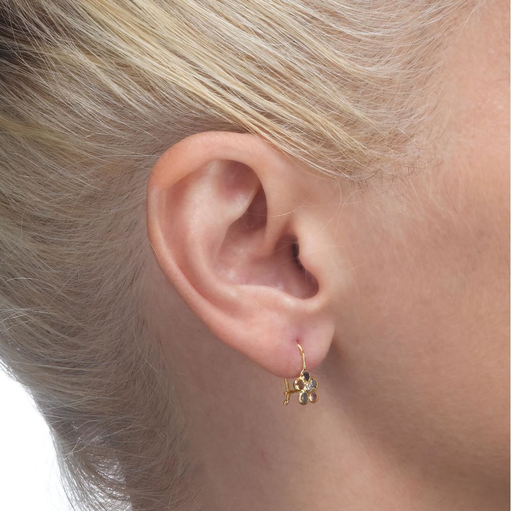 Gold Earrings | Dangle Earrings in14K Yellow Gold - Michaella Flower