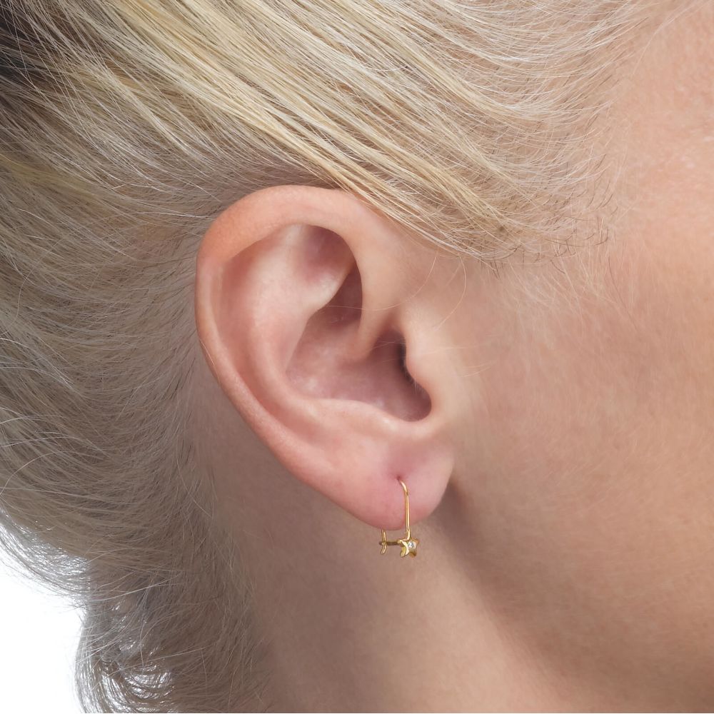 Girl's Jewelry | Dangle Earrings in14K Yellow Gold - Neptune Star