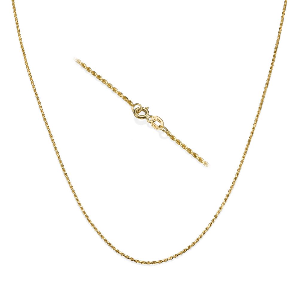 Gold Chains | 14K Yellow Gold Rope Chain Necklace 1.4mm Thick, 17.7