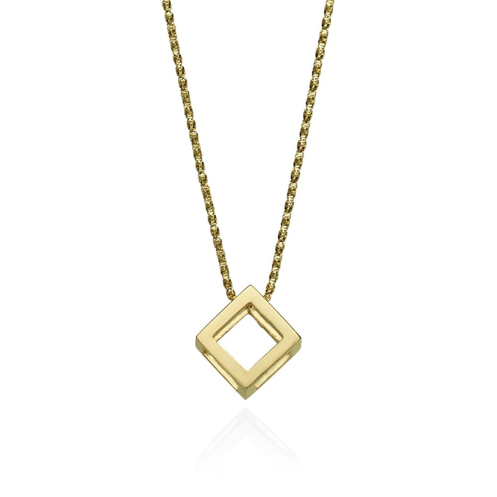 Women’s Gold Jewelry | Pendant and Necklace in 14K Yellow Gold - Golden Cube