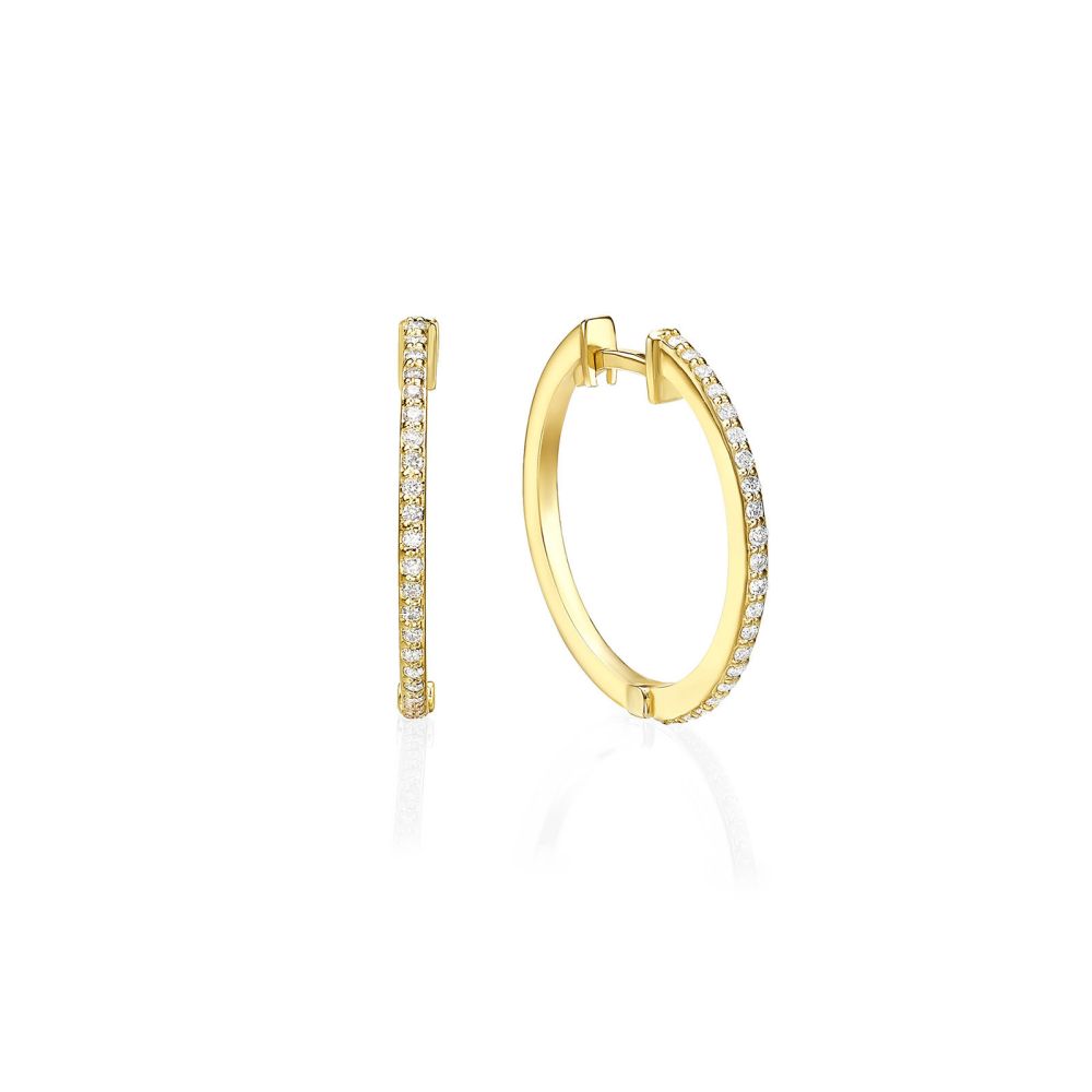 Diamond Jewelry | 14K Yellow Gold Diamond Women's Hoop Earrings - M