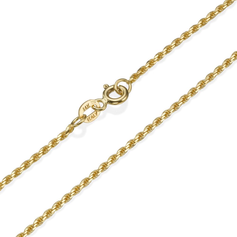 Gold Chains | 14K Yellow Gold Rope Chain Necklace 1.4mm Thick, 19.5