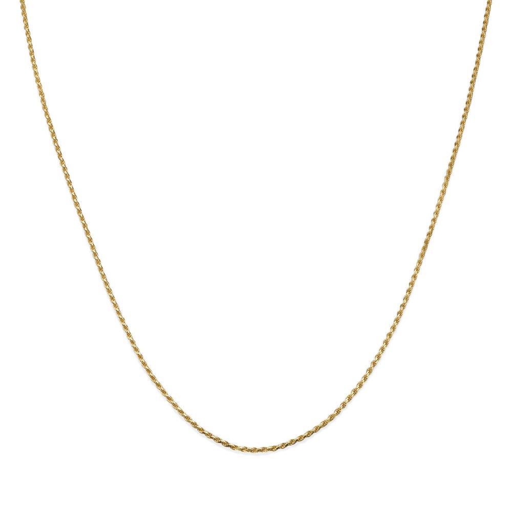 Gold Chains | 14K Yellow Gold Rope Chain Necklace 1.4mm Thick, 19.5