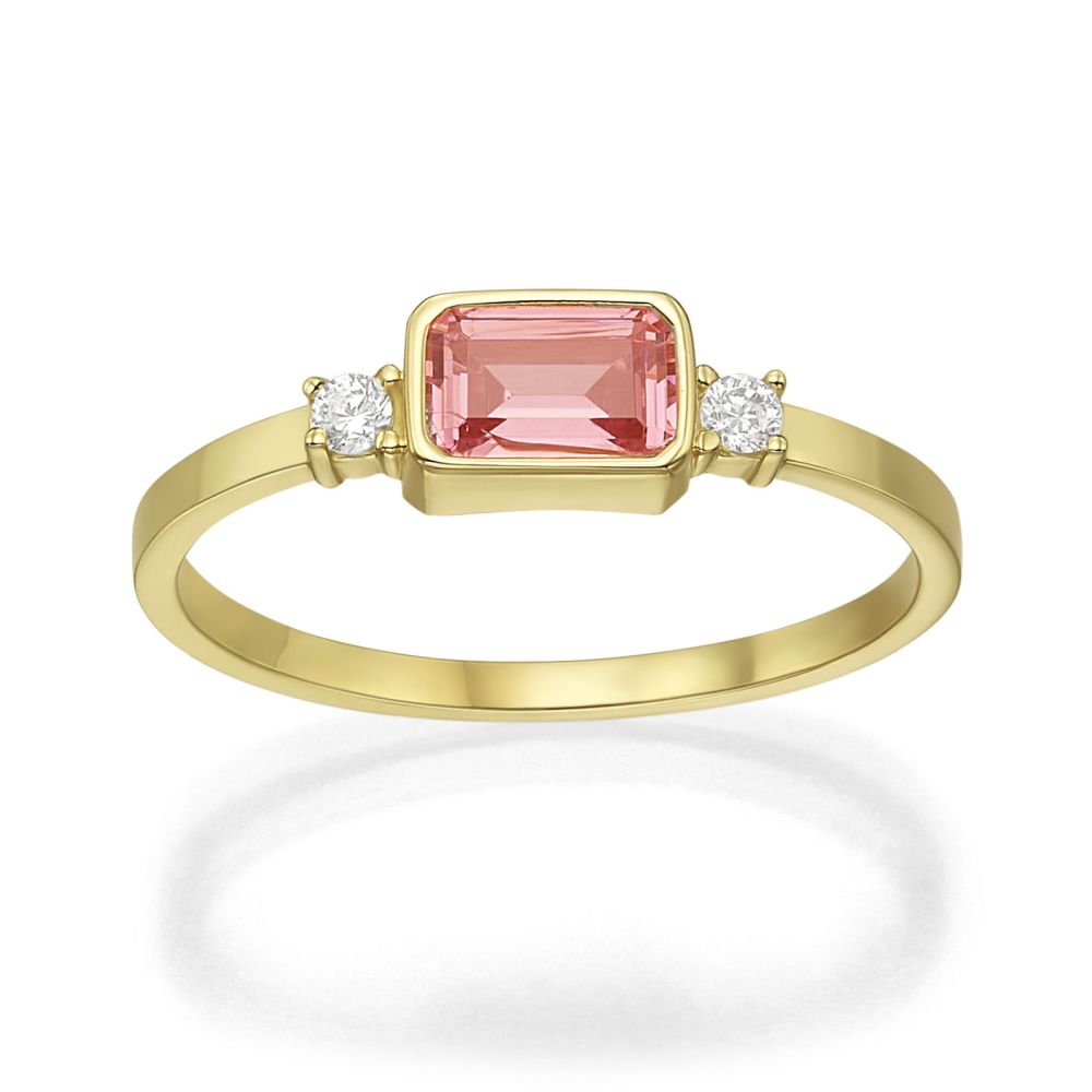 gold rings | 14K Yellow Gold Rings - Pink Annabel