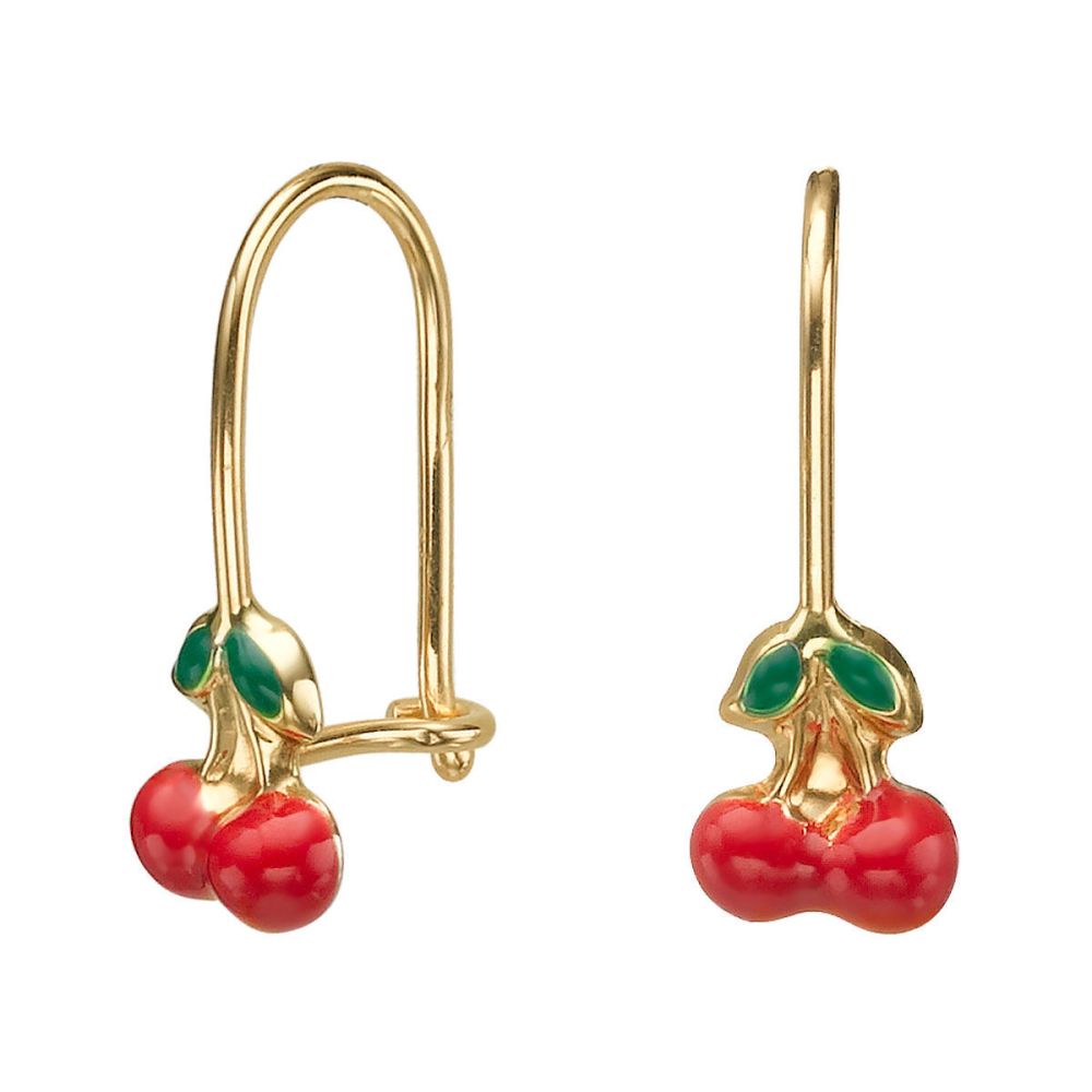 Girl's Jewelry | Dangle Earrings in14K Yellow Gold - Cherry Drop