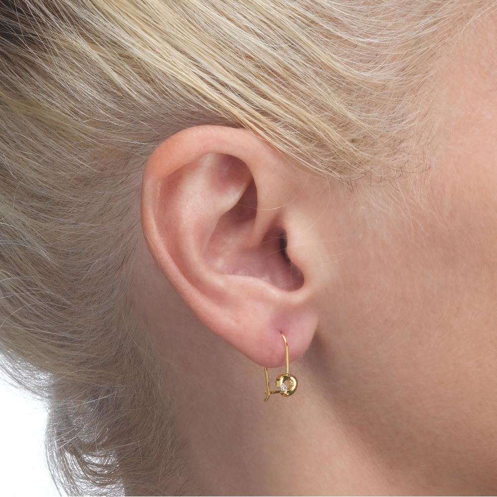 Girl's Jewelry | Dangle Earrings in14K Yellow Gold - Heart of Mazzy