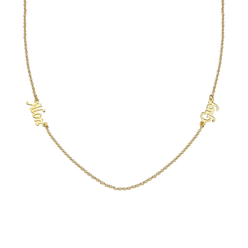 Personalized Necklaces | 14k Yellow gold women's pandant - Two Names Necklace