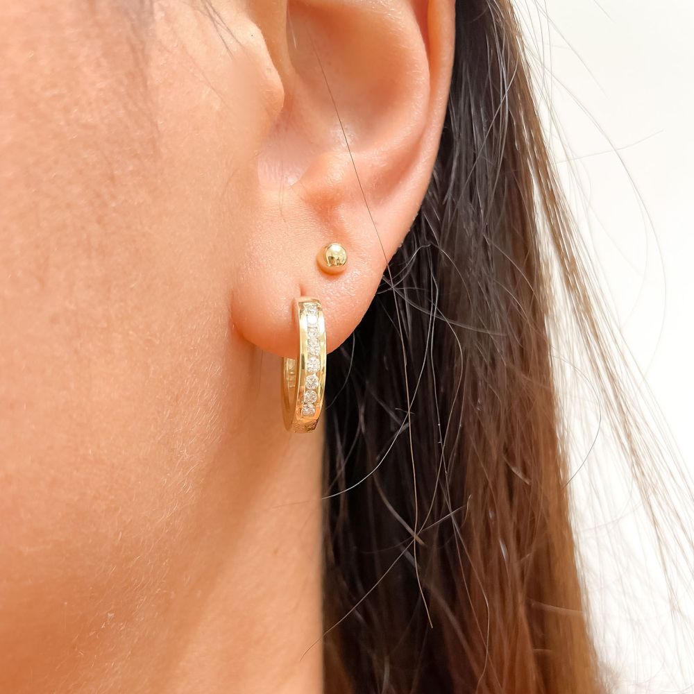 Diamond Jewelry | 14K Yellow Gold Diamond Earrings - Elizabeth