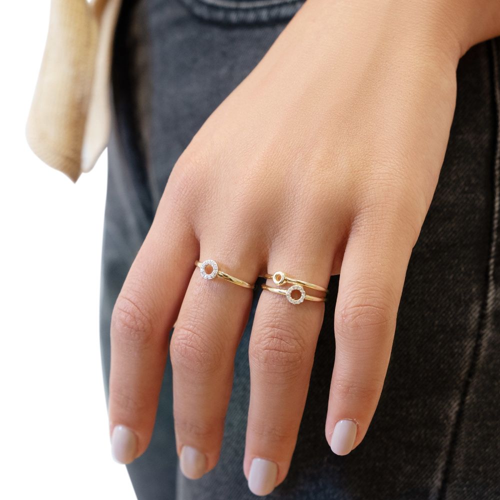 Women’s Gold Jewelry | 14K Yellow Gold Rings - Shimmering circle