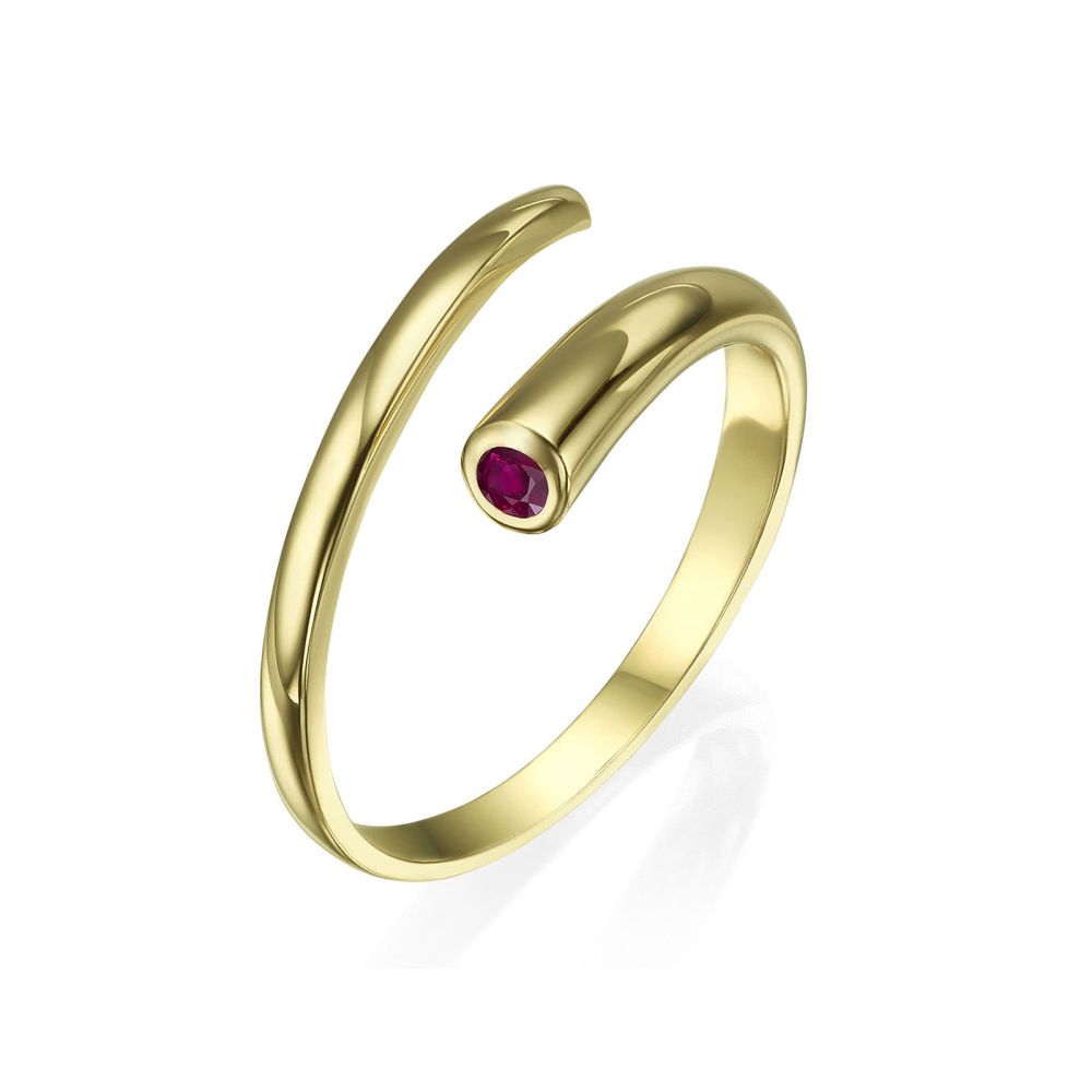 Women’s Gold Jewelry | 14K Yellow Gold Rings - Red Spiral