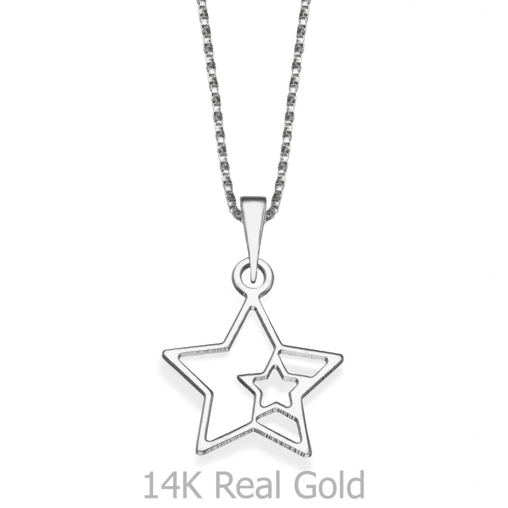 Girl's Jewelry | Pendant and Necklace in 14K White Gold - A Star is Born