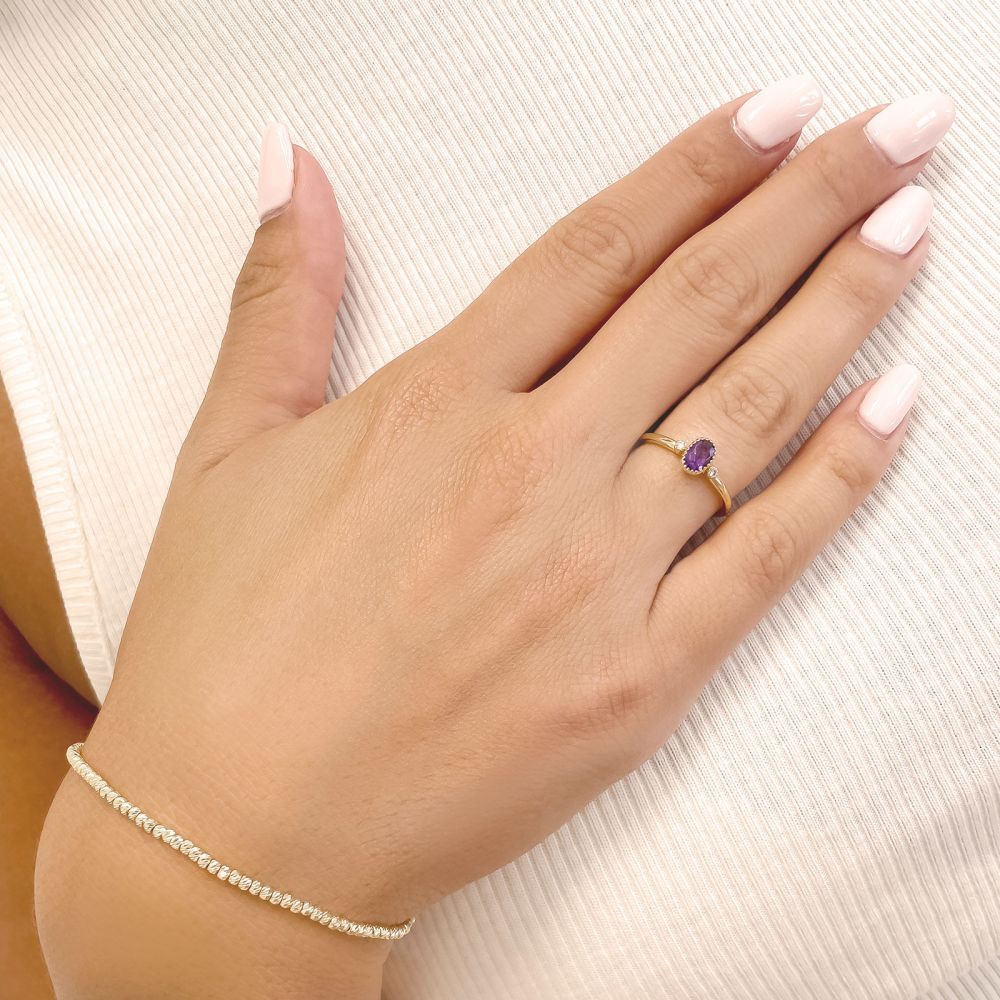gold rings | 14K Yellow Gold Amethyst and Diamond ring - Sansa