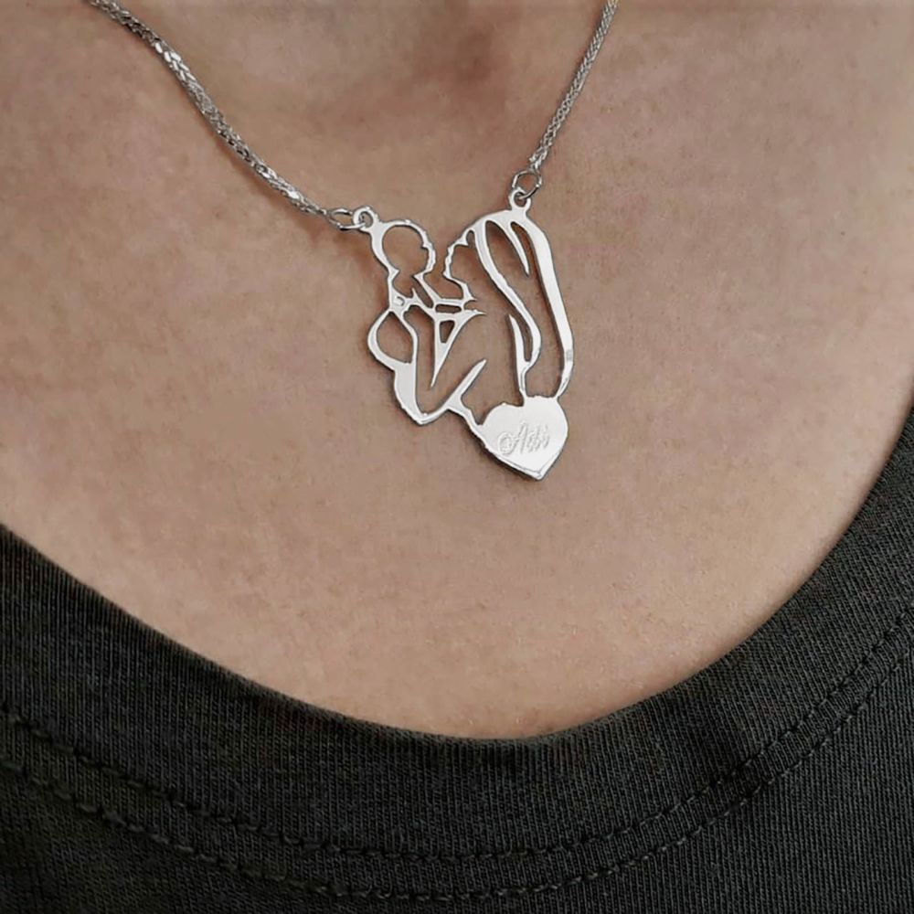 Personalized Necklaces | 925 Sterling Silver women's pandant - Mother and Child
