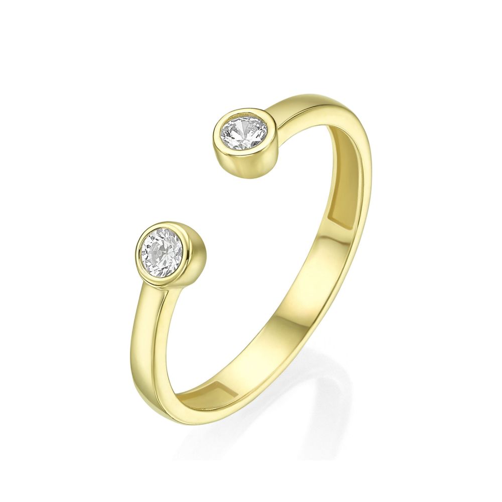Women’s Gold Jewelry | 14K yellow Gold Open Ring  - Shiny Dew balls