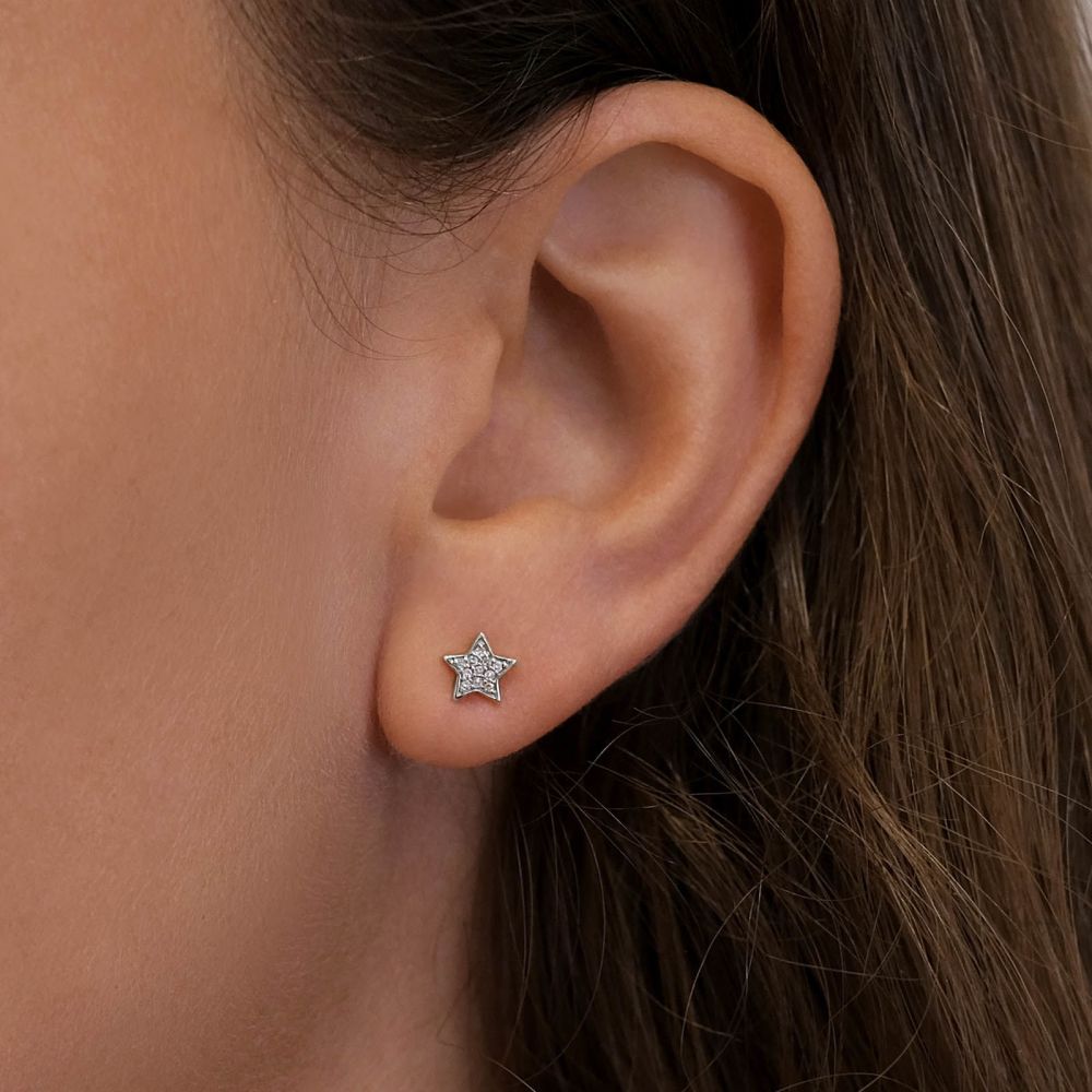 Diamond Jewelry | 14K White Gold Diamond Earrings - The Wishing Star