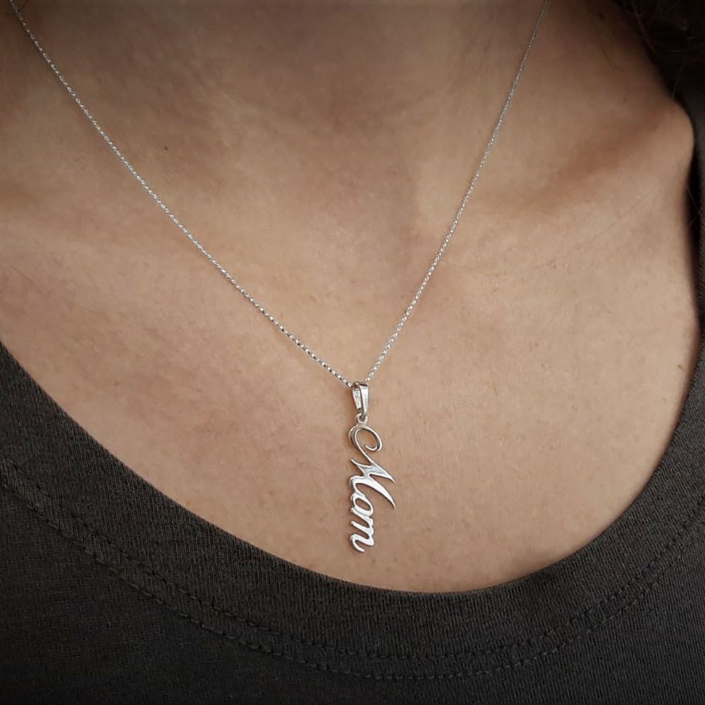 Gold Pendant | 930 Sterling Silver MOM Necklace - MOM 