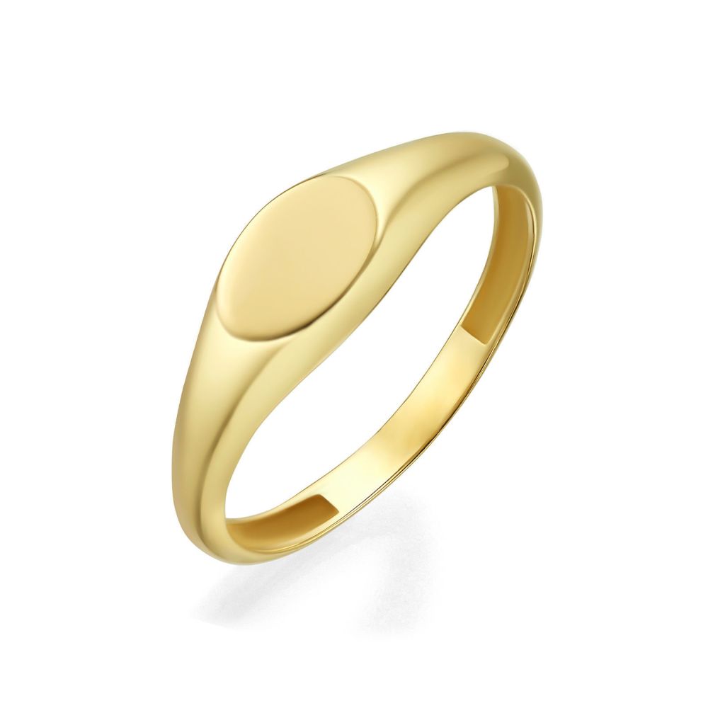 Women’s Gold Jewelry | 14K Yellow Gold Ring - Glossy Oval Seal