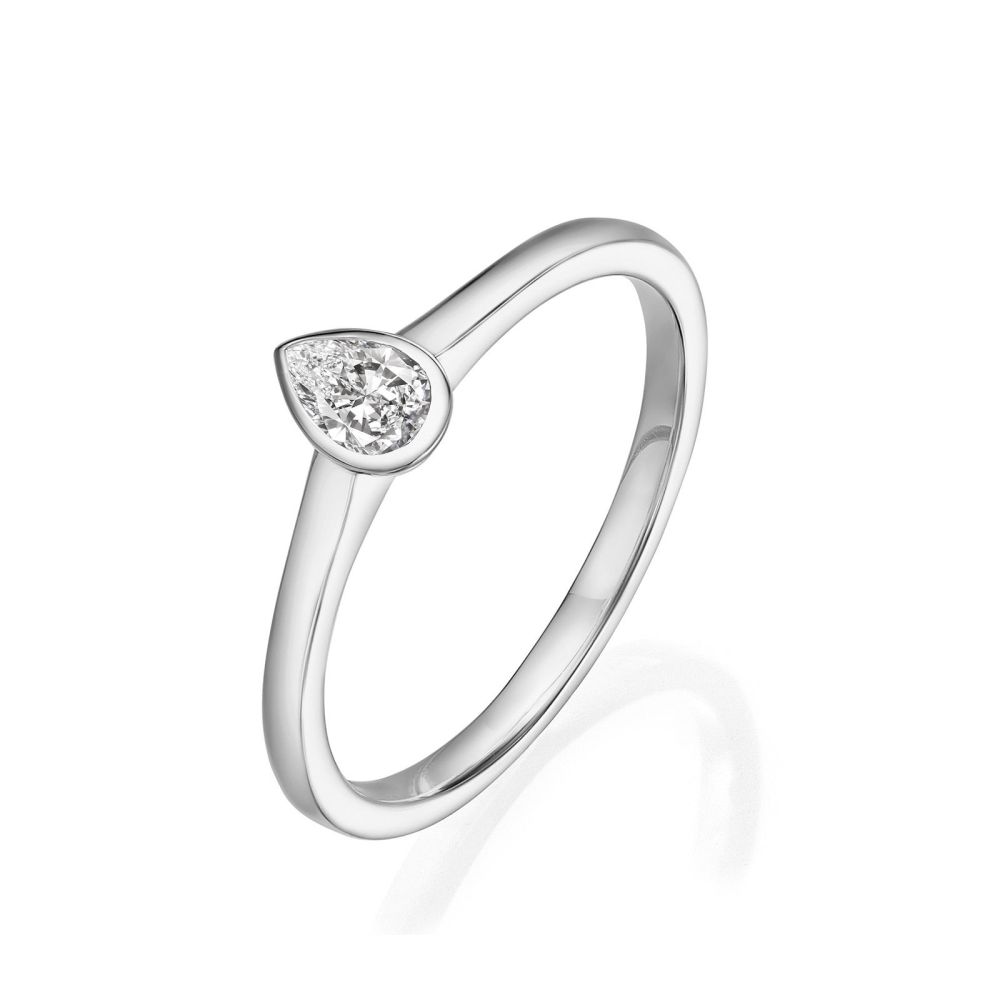 Diamond Jewelry | 14K White Gold Diamond Ring - Drop
