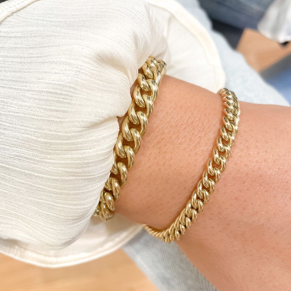 Women’s Gold Jewelry | 14K Yellow Gold Bracelet - Thick links