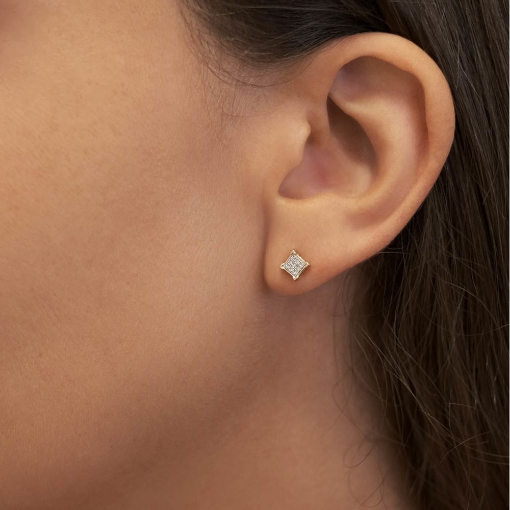Diamond Jewelry | 14K White Gold Diamond Earrings - Diamond Rhombus