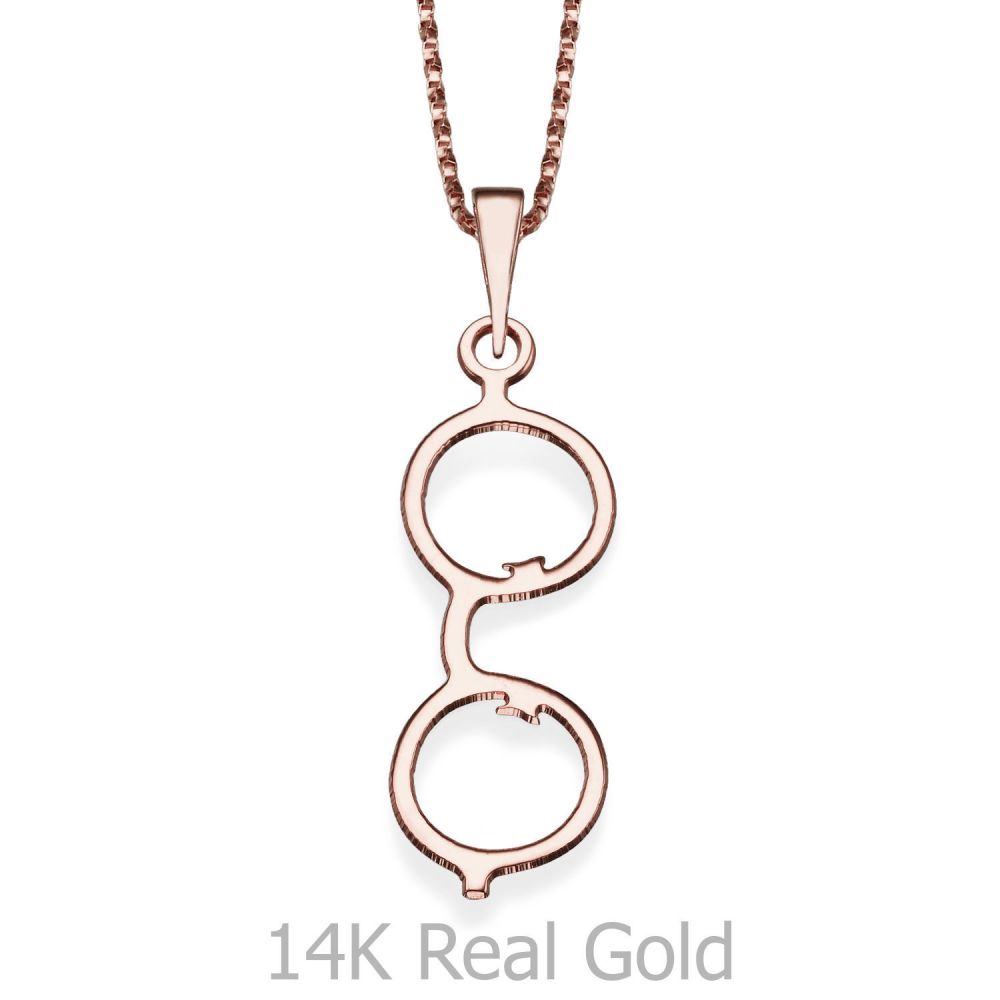 Girl's Jewelry | Pendant and Necklace in 14K Rose Gold - Golden Glasses