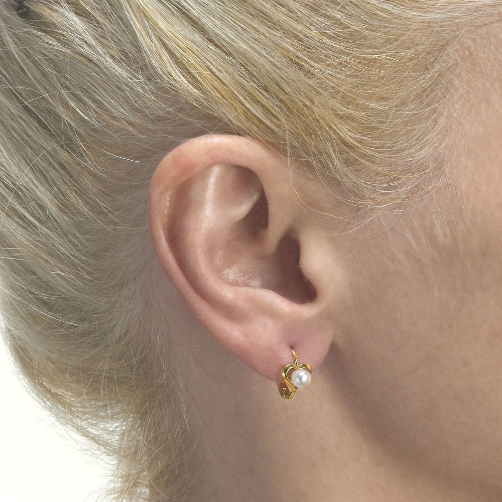 Gold Earrings | Dangle Tight Earrings in14K Yellow Gold - Heart of Delight