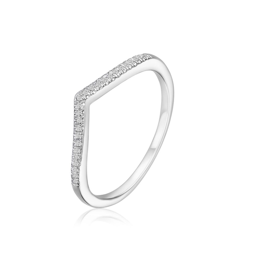 Diamond Jewelry | 14K White Gold Diamond Ring -  Shimmering V