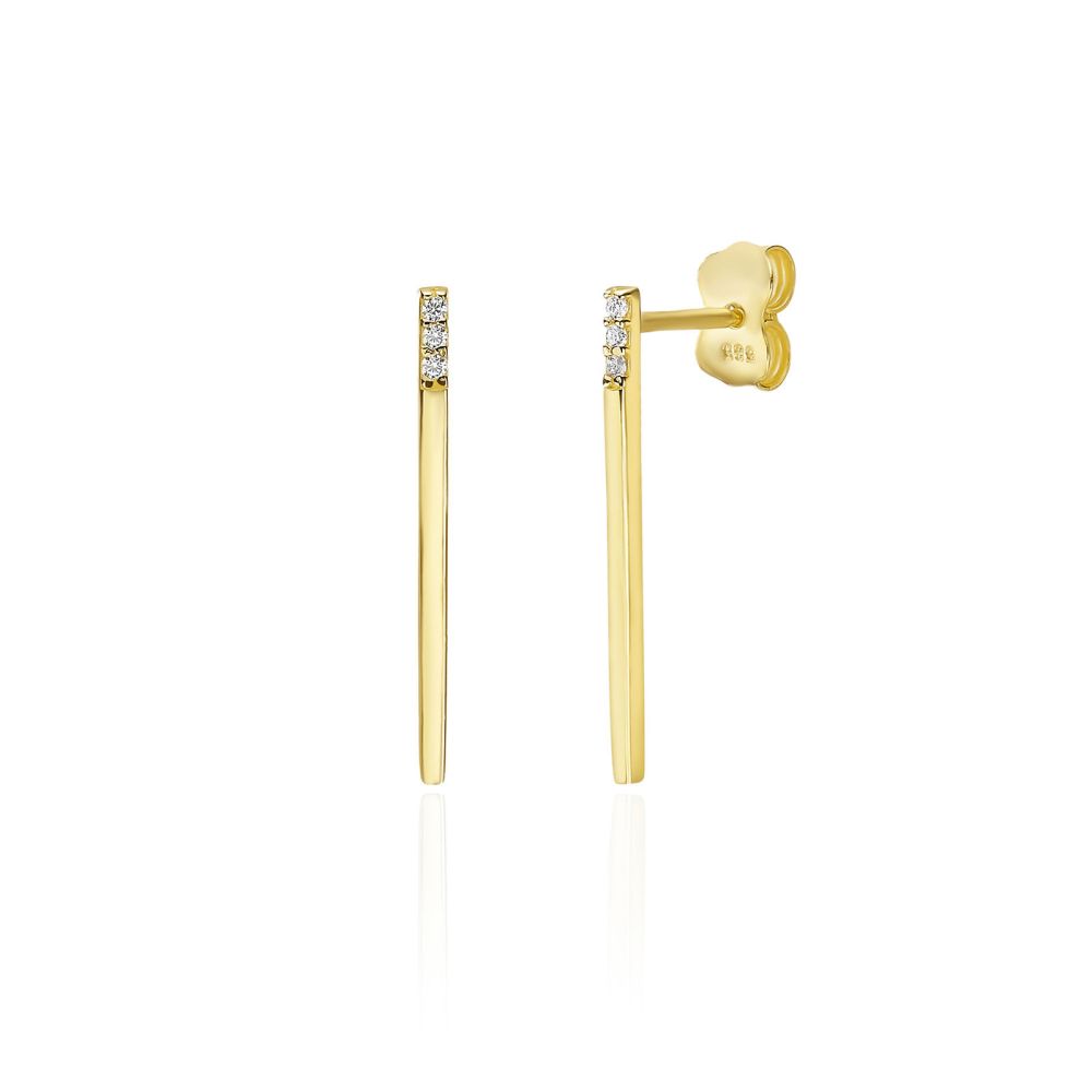 Women’s Gold Jewelry | 14K Yellow Gold Women's Earrings - Shimmering Golden Bar