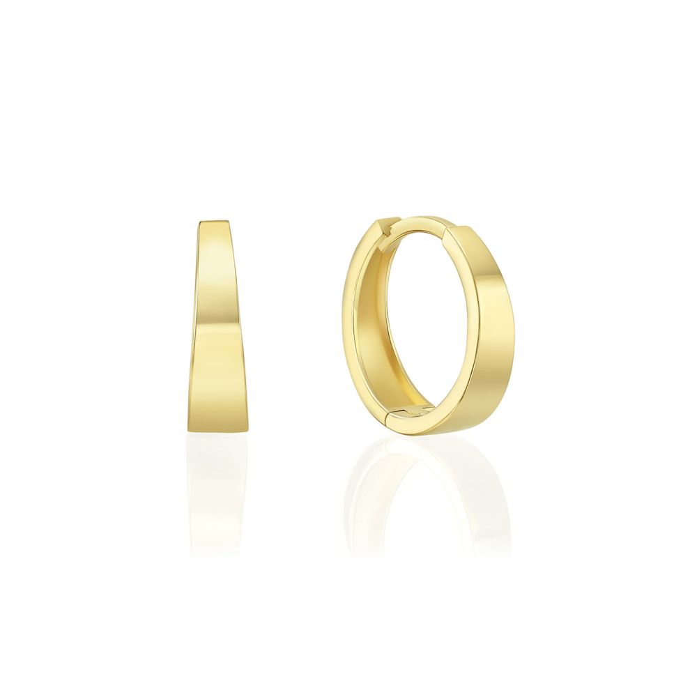 Gold Earrings | 14K Yellow Gold Women's Hoop Earrings - Miami S
