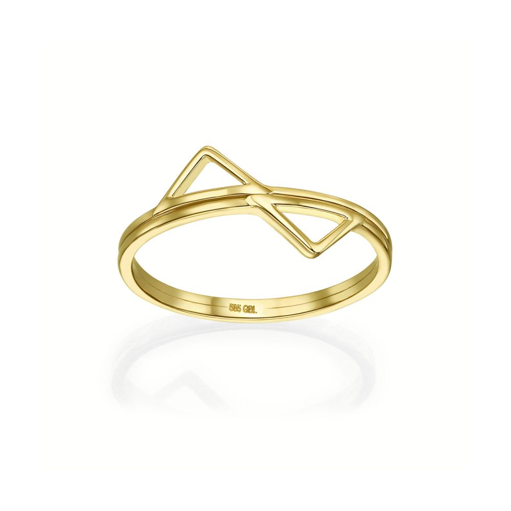 Women’s Gold Jewelry | 14K Yellow Gold Rings - Reflected Pyramids  