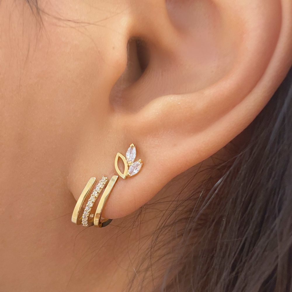 Gold Earrings | 14K Yellow Gold Earrings - Lotus