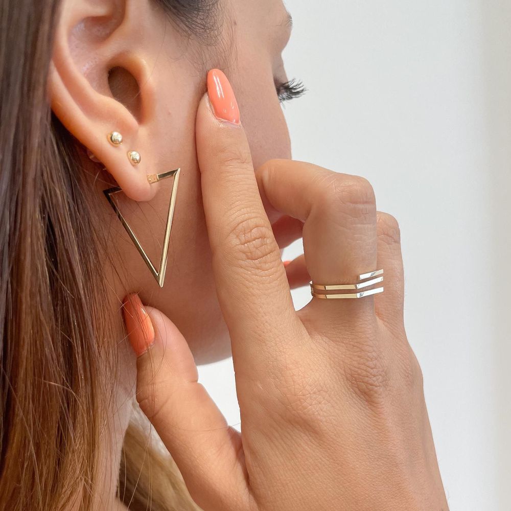 Gold Earrings | 14K Yellow Gold Earrings - California Triangles