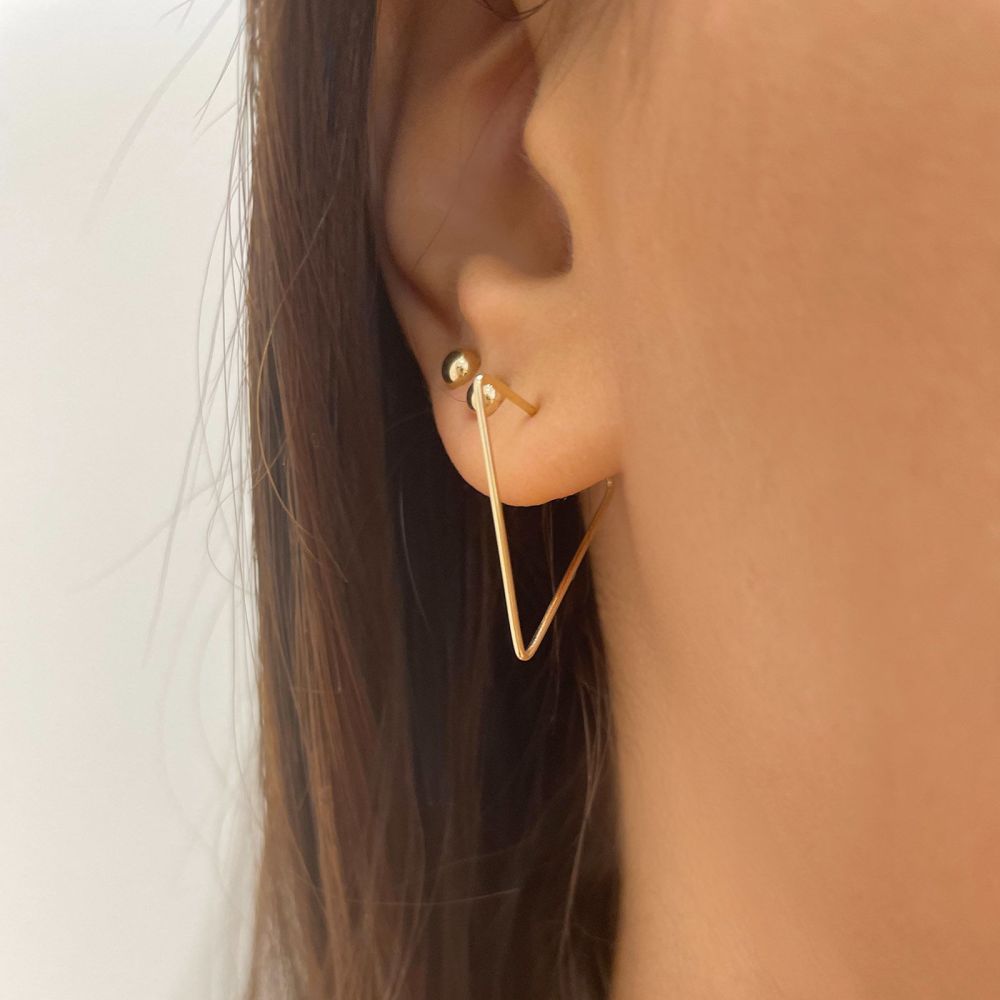 Gold Earrings | 14K Yellow Gold Earrings - Helsinki Triangle