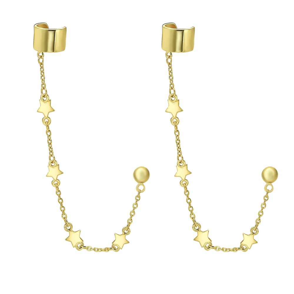 Gold Earrings | 14K Yellow Gold Earrings - Falling Stars