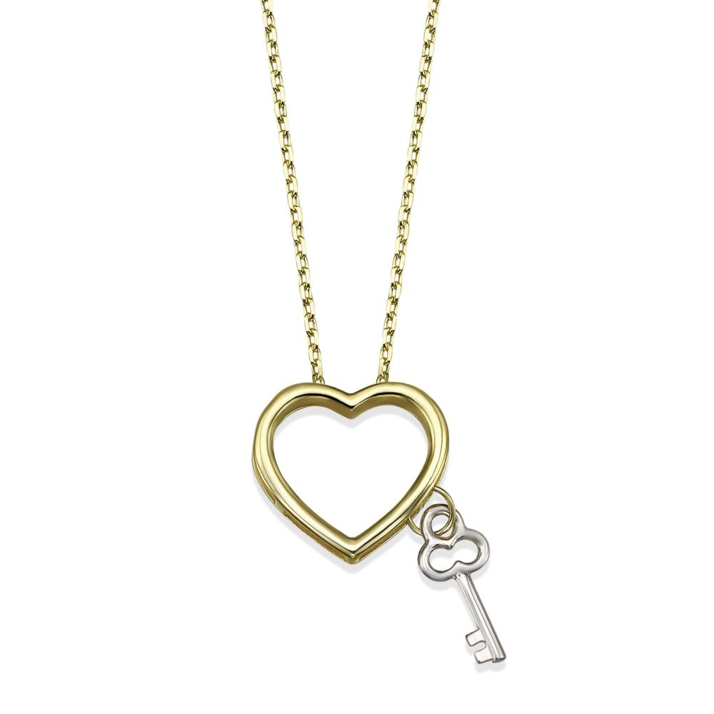 Women’s Gold Jewelry | 14K Yellow Gold Women's Pendant - Heart key