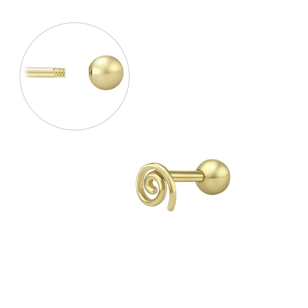 Piercing | 14K Yellow Gold Tragus Labret Piercing - Spiral