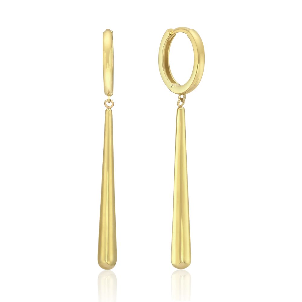 Gold Earrings | 14K Yellow Gold Women's Earrings - Long Drop Charm