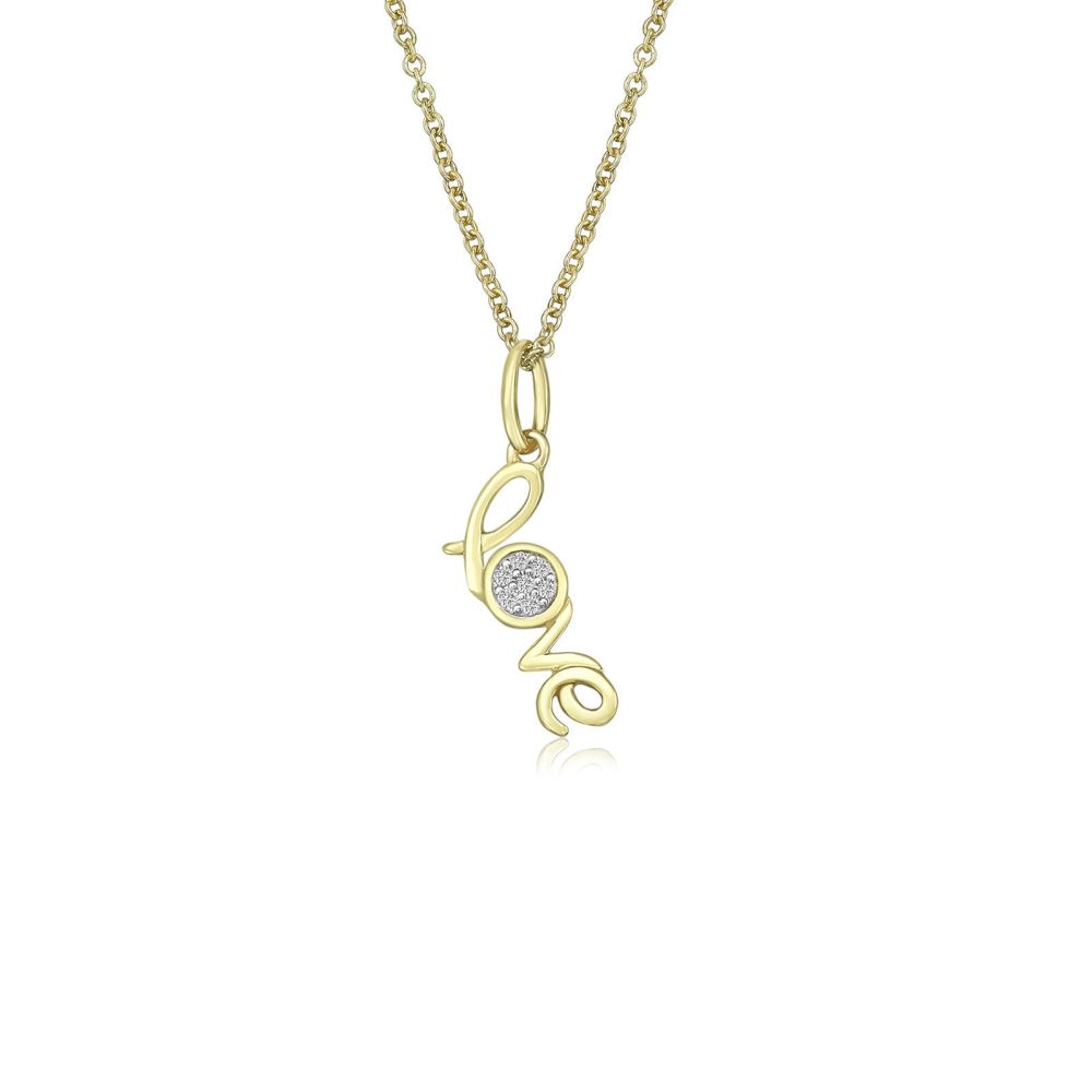 Women’s Gold Jewelry | 14K Yellow Gold Diamond Women's Pendant - Love Diamonds