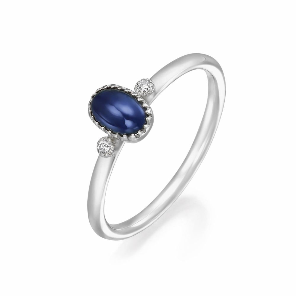 gold rings | 14K White  Gold Sapphire and Diamond  ring - Liberty