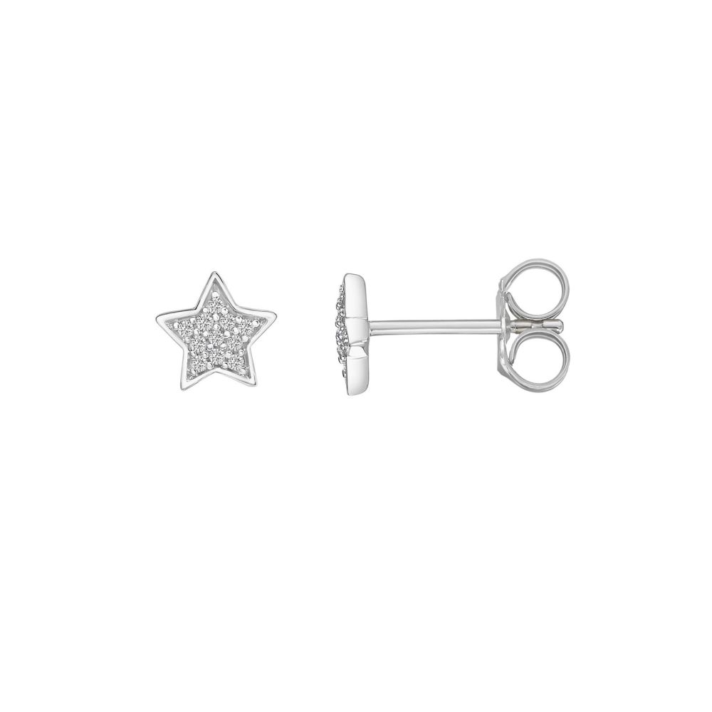 Diamond Jewelry | 14K White Gold Diamond Earrings - The Wishing Star