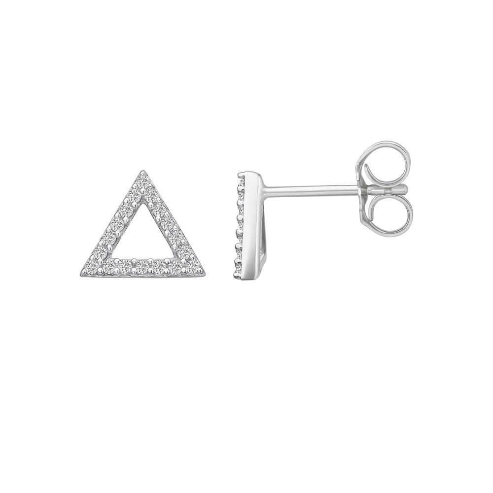 Diamond Jewelry | 14K White Gold Diamond Earrings - Olympus Triangle