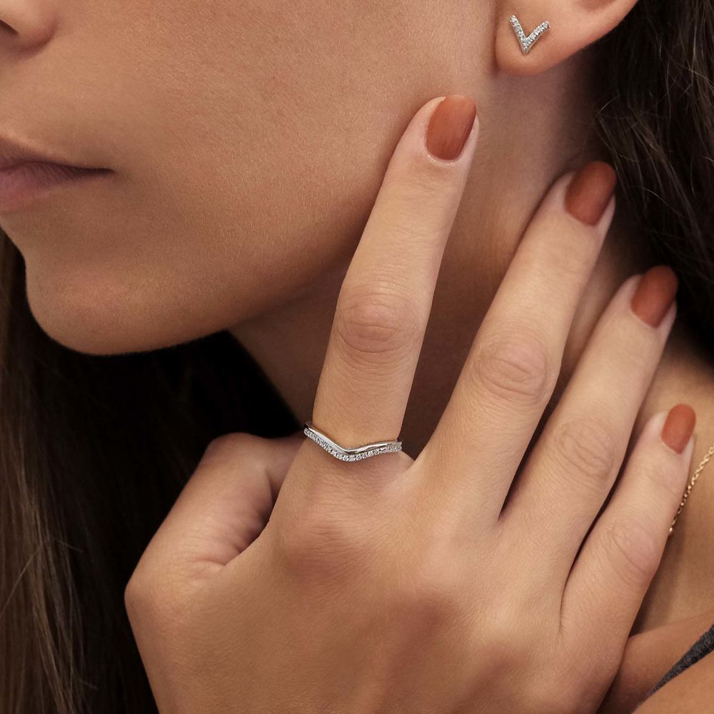 Diamond Jewelry | 14K White Gold Diamond Ring -Lori