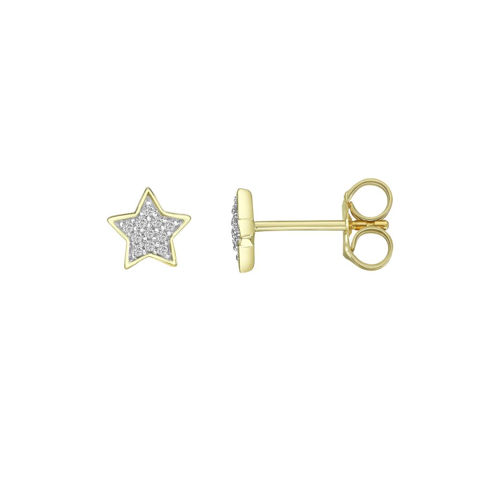 Diamond Jewelry | 14K Yellow Gold Diamond Earrings - The Wishing Star