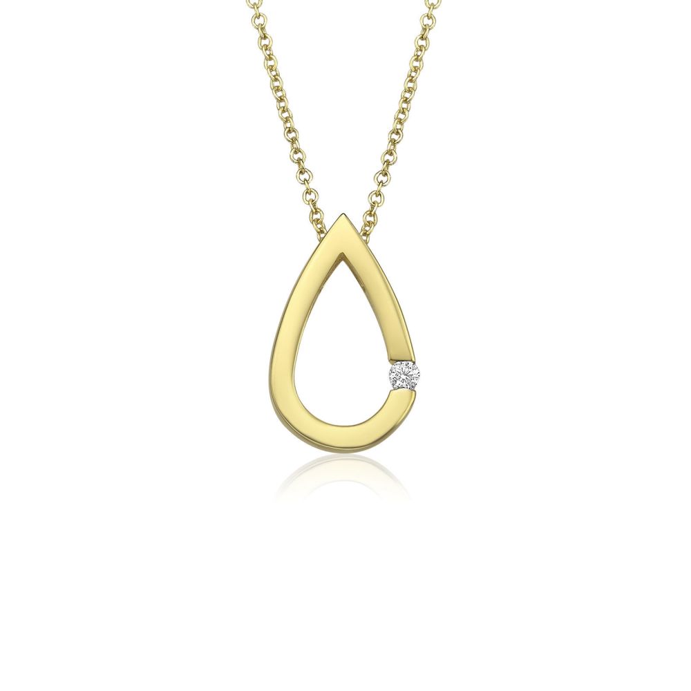 Women’s Gold Jewelry | 14K Yellow Gold Diamond Women's Pendant - A drop of diamond