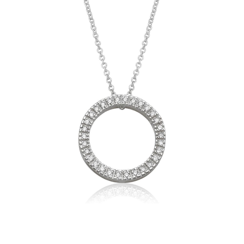 Women’s Gold Jewelry | 14K White Gold Diamond Women's Pendant - Diamonds Circle of Life