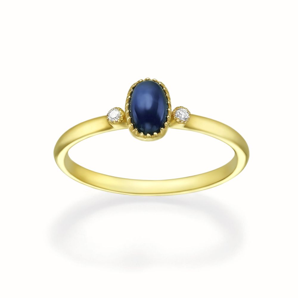 gold rings | 14K Yellow Gold Sapphire and Diamond  ring - Liberty