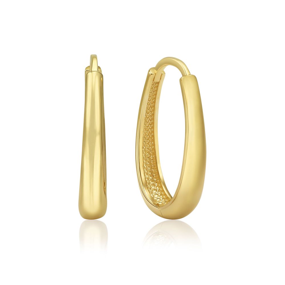 Gold Earrings | 14K Yellow Gold Women's Hoop Earrings - Huggies L