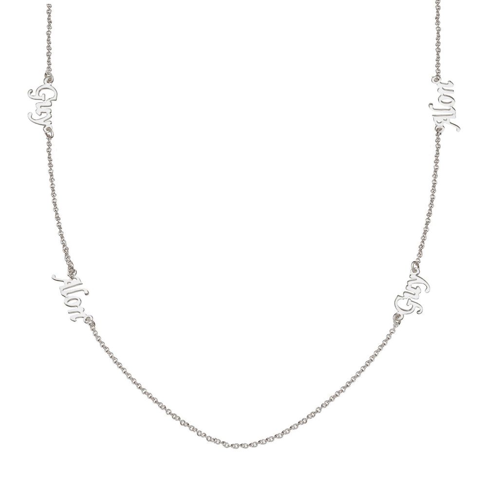 Personalized Necklaces | 14k White gold women's pandant - Four Names Necklace