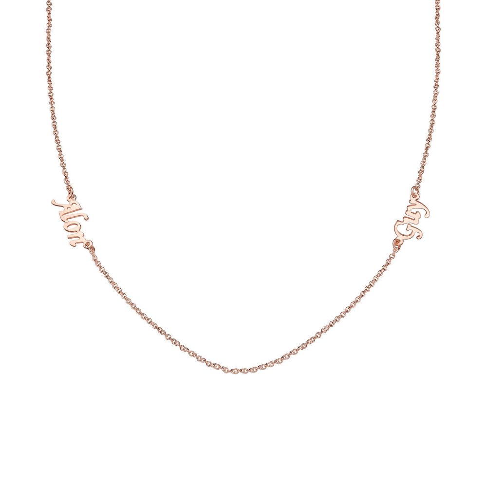 Personalized Necklaces | 14k Rose Gold women's pandant - Two Names Necklace